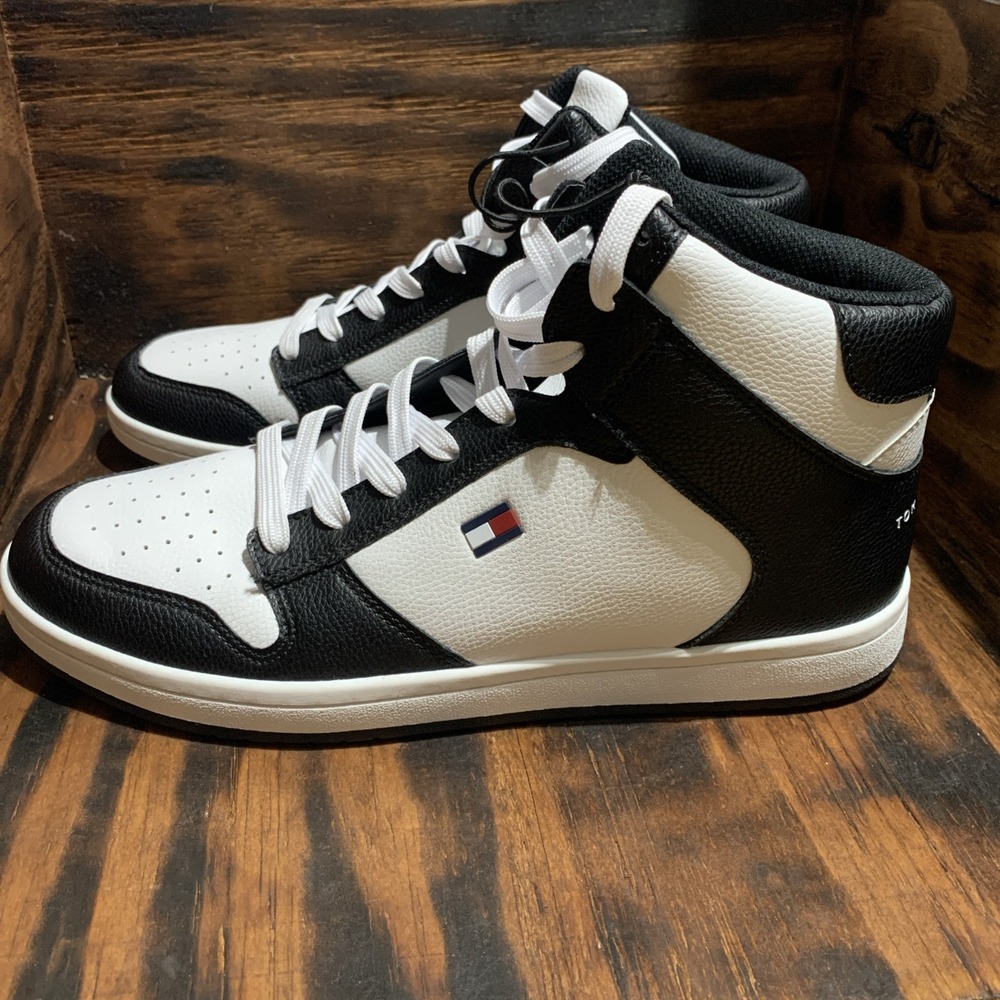 Tommy Hilfiger Men's High Top Size 10.5 Basketball Sneakers White/Black - Picture 1 of 8